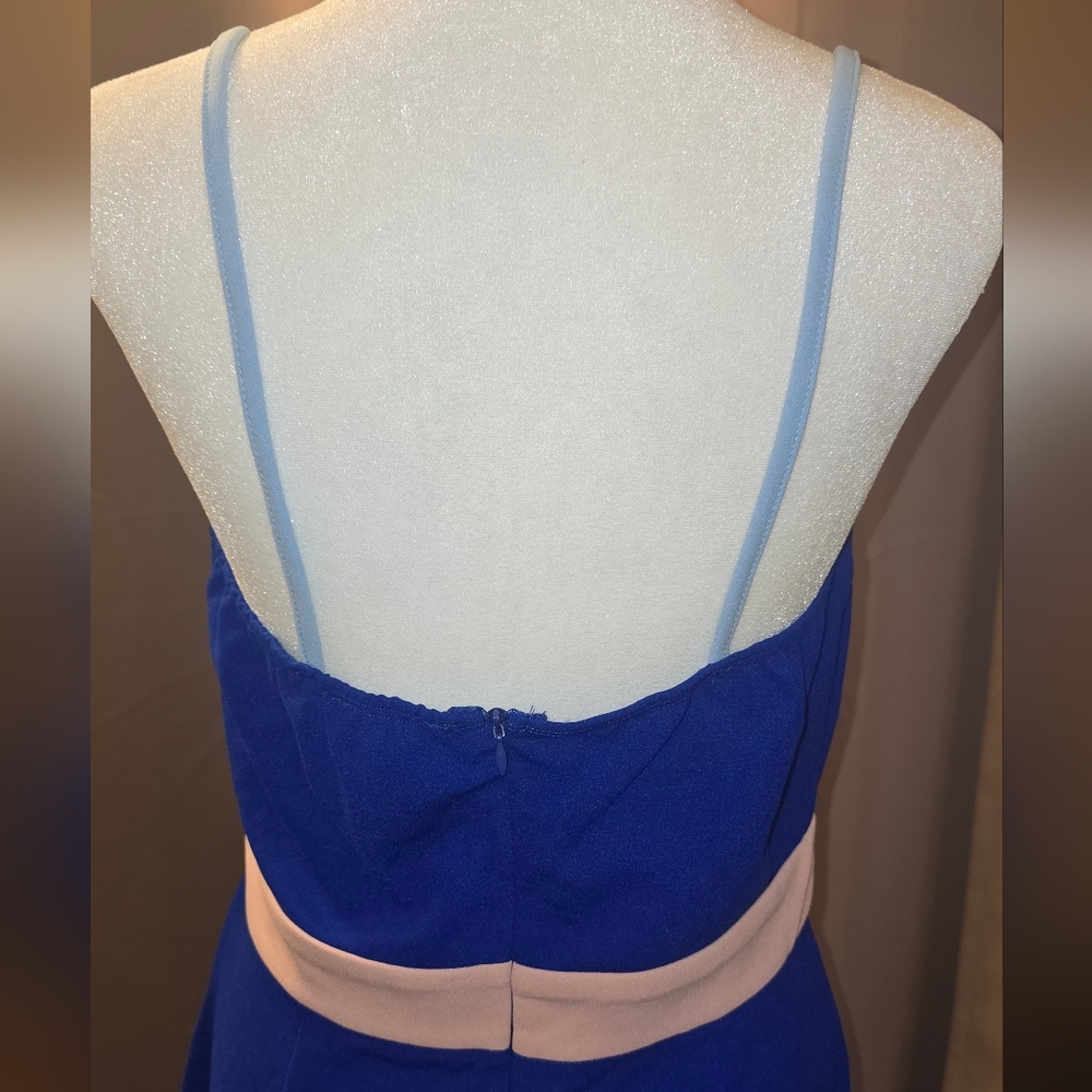 SHEIN Blue and Light Blue Contrast Bustier Midi Dress with Pink Trim - Picture 4 of 4